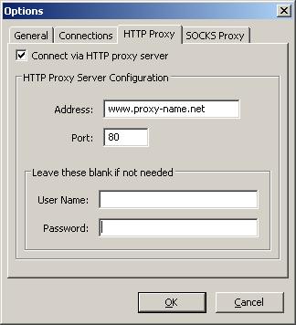 Screen shot of Windows proxy server settings